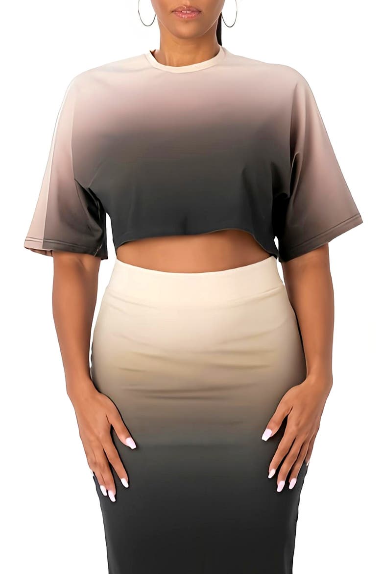 Ombré Oversize Crop T-shirt, Main, color, BLACK