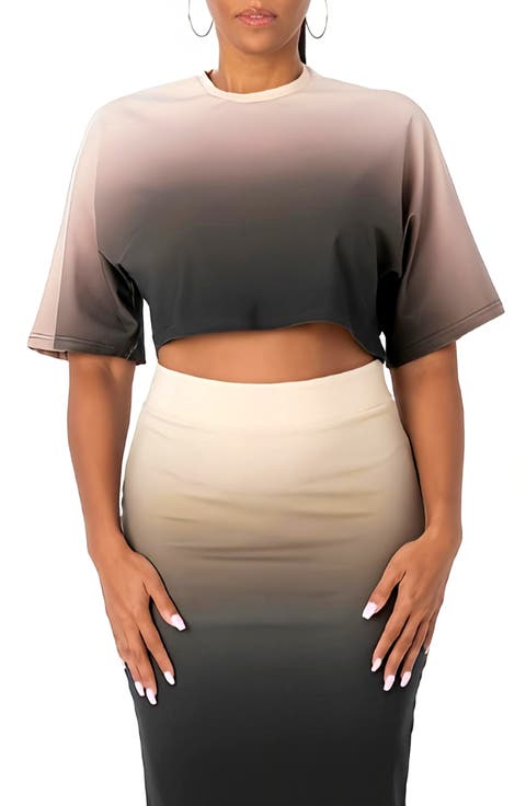 Ombré Oversize Crop T-shirt