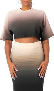 Dai Moda Ombré Oversize Crop T-shirt
