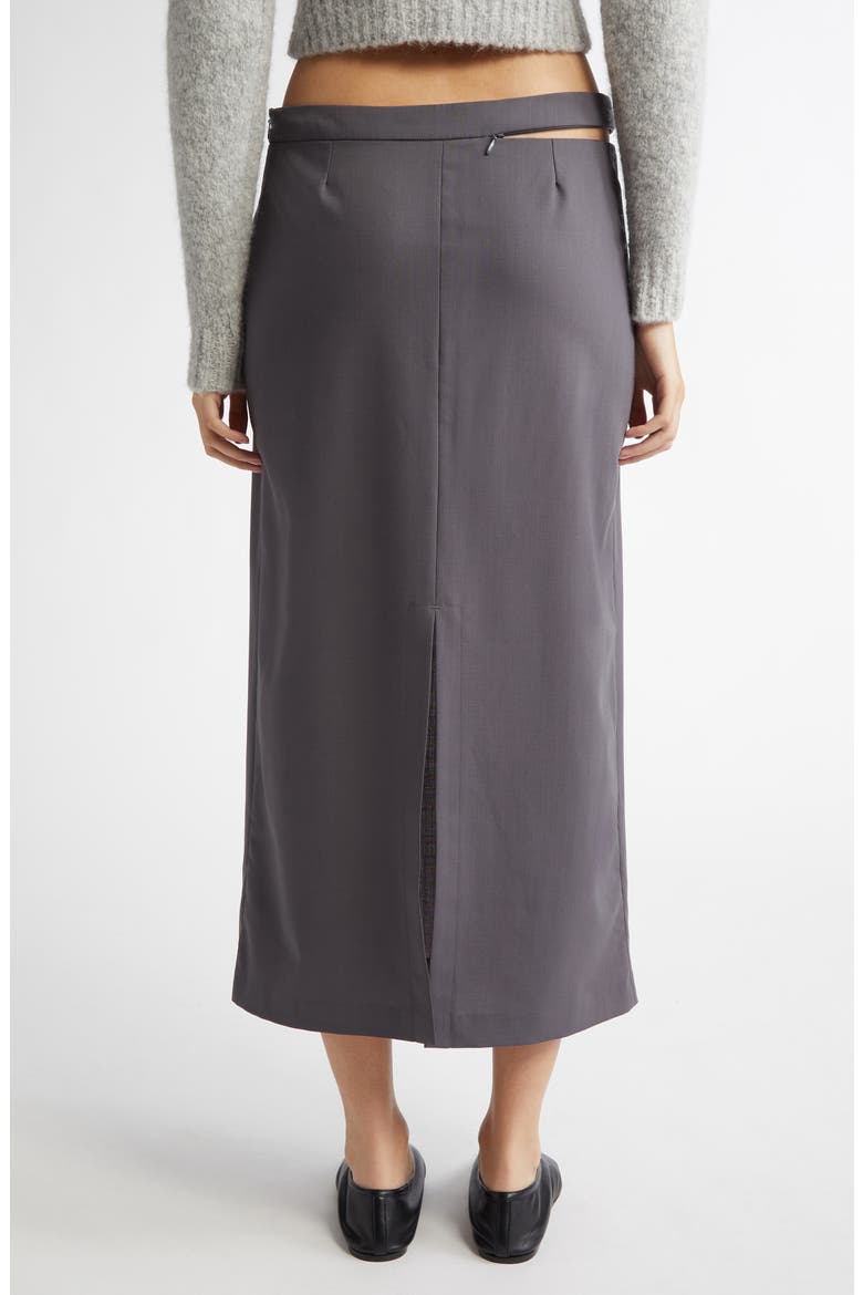 Jiaqi Cutout Waist Midi Skirt, Alternate, color, GREY