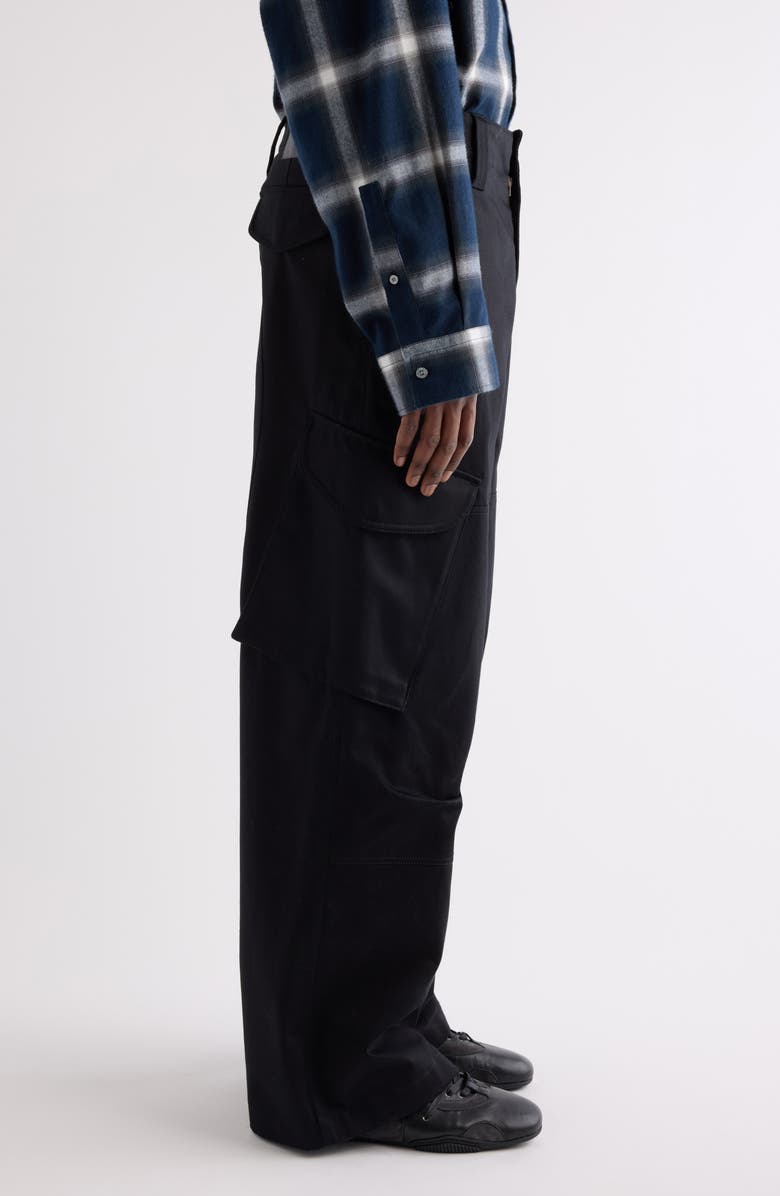 Acne Studios Patsono Heavyweight Organic Cotton Sateen Wide Leg Cargo Pants, Alternate, color, Black
