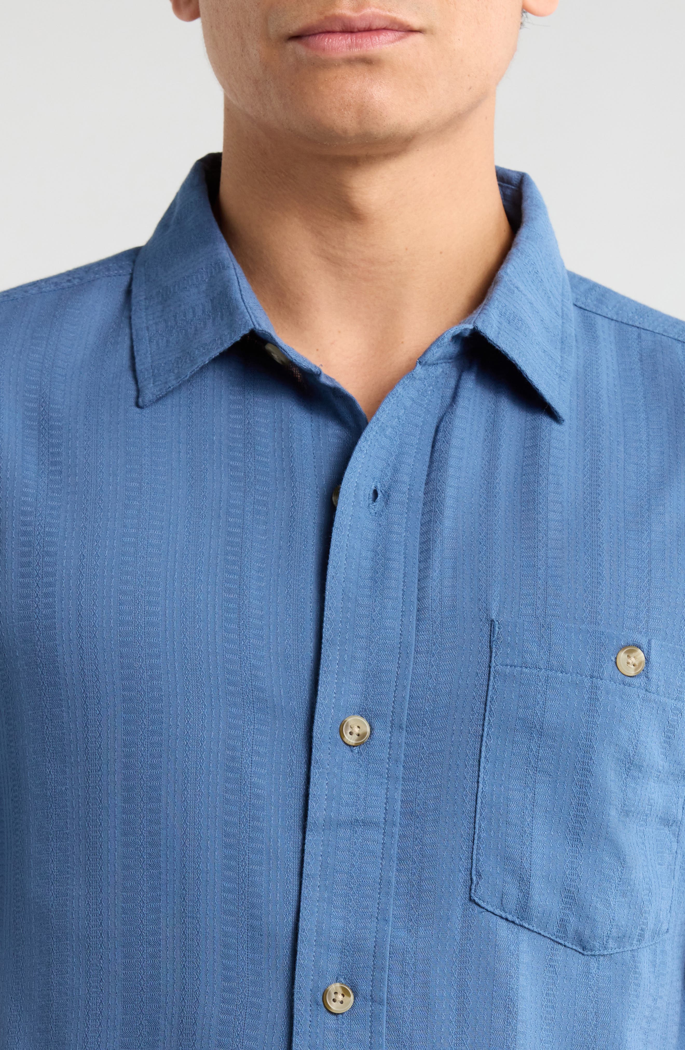 Caldera Stripe Jacquard Short Sleeve Button-Up Shirt - image 2