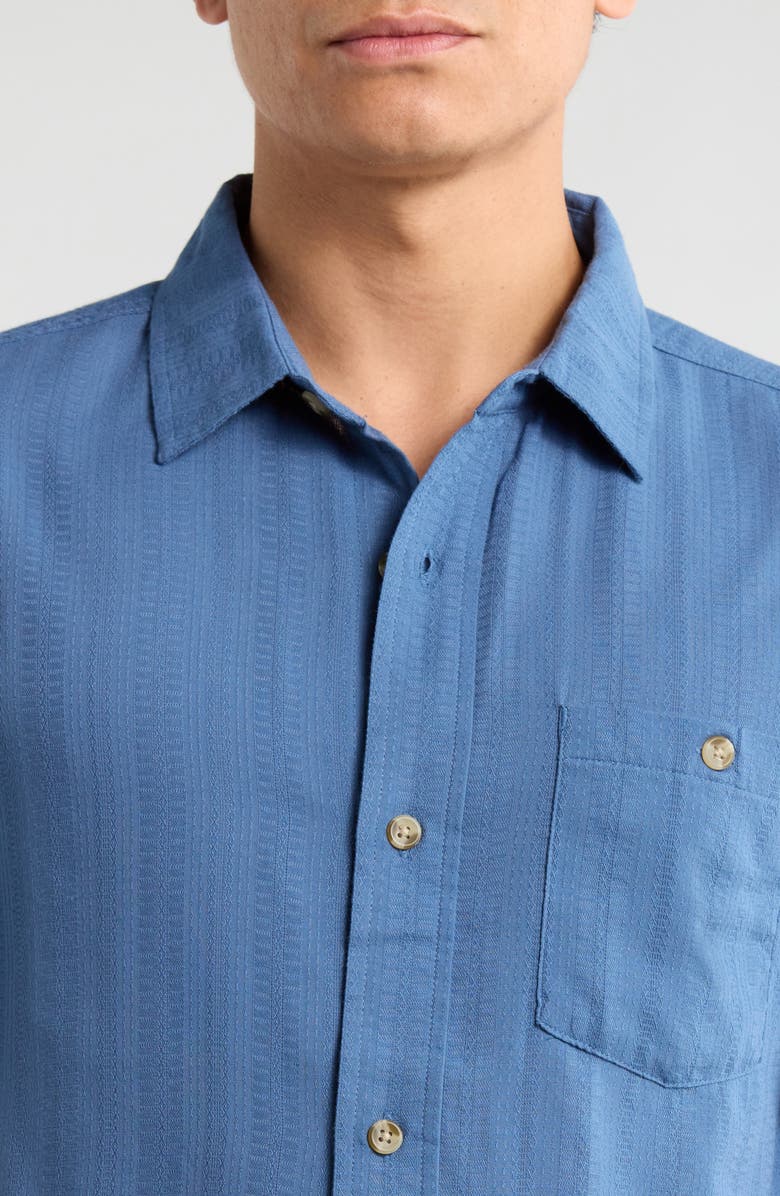 Seager Co Caldera Stripe Jacquard Short Sleeve Button-Up Shirt, Alternate, color, Faded Denim