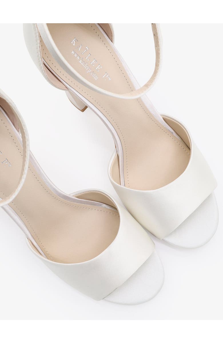 Kailee P Sasha Satin Block Heel Wedding Sandals, Alternate, color, White