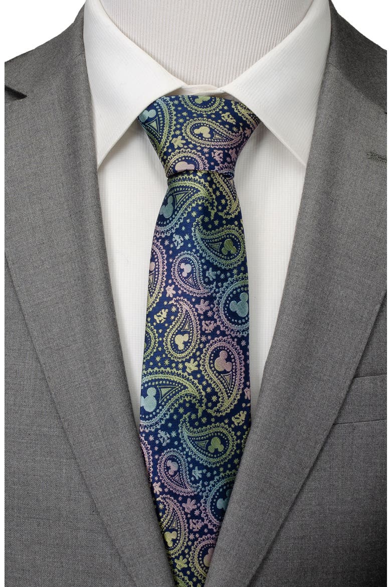 x Disney Mickey Iridescent Paisley Silk Tie, Alternate, color, NAVY