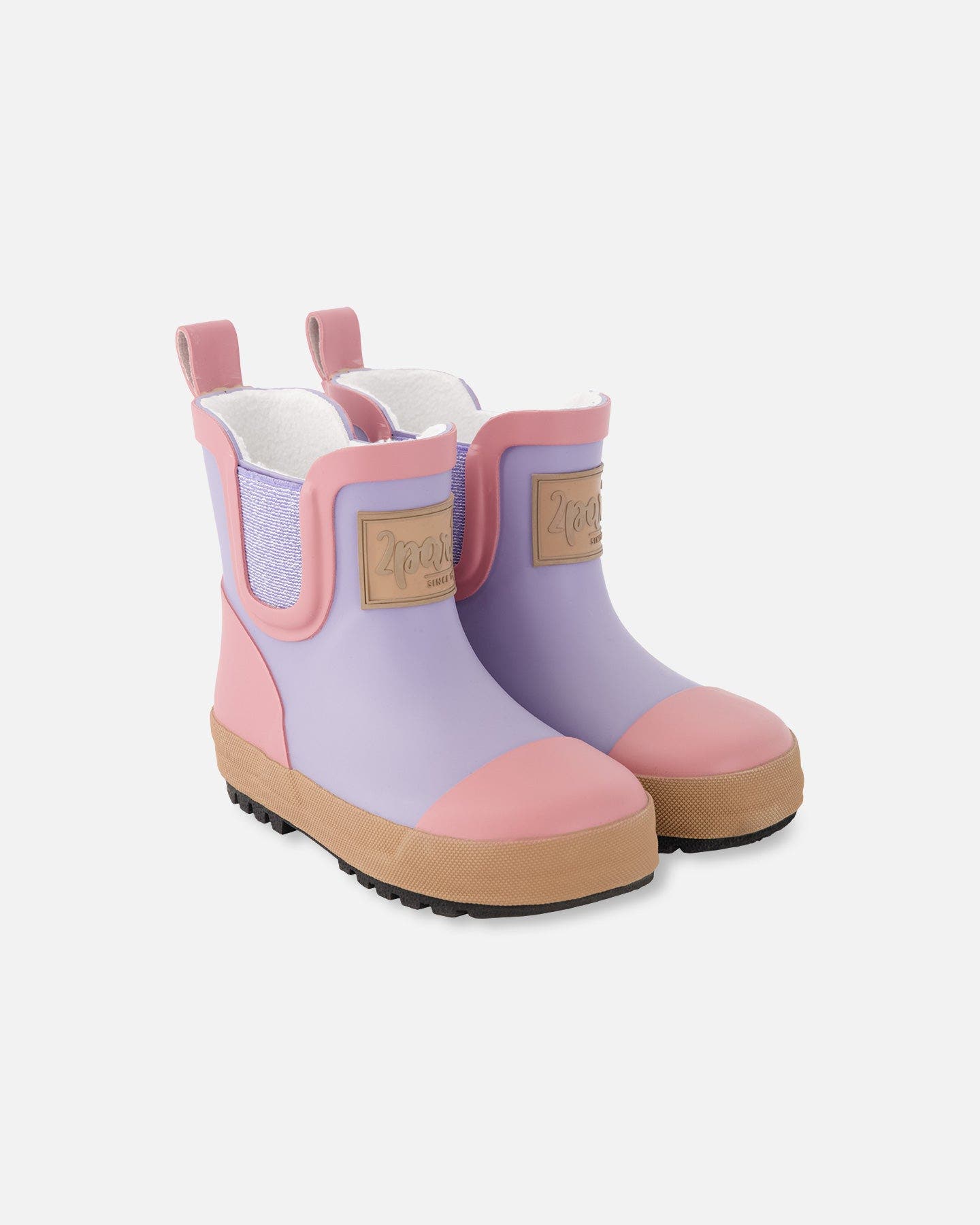 Deux par Deux Girl Short Rain Boots in Natural Rubber, Main, color, Lavender
