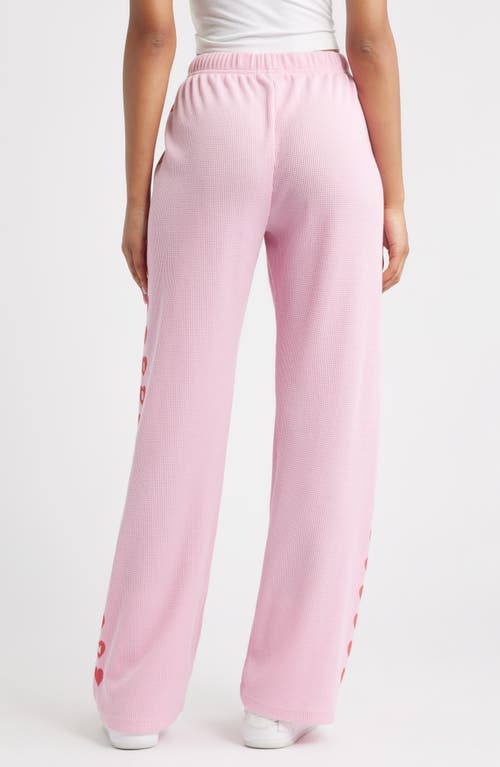 The Mayfair Group Grateful For Today Waffle Knit Fleece Graphic Sweatpants In Pink
