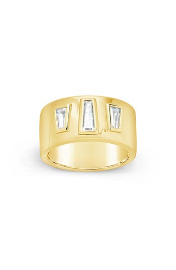 Sterling Forever Cubic Zirconia Colsie Cigar Band Ring In Gold