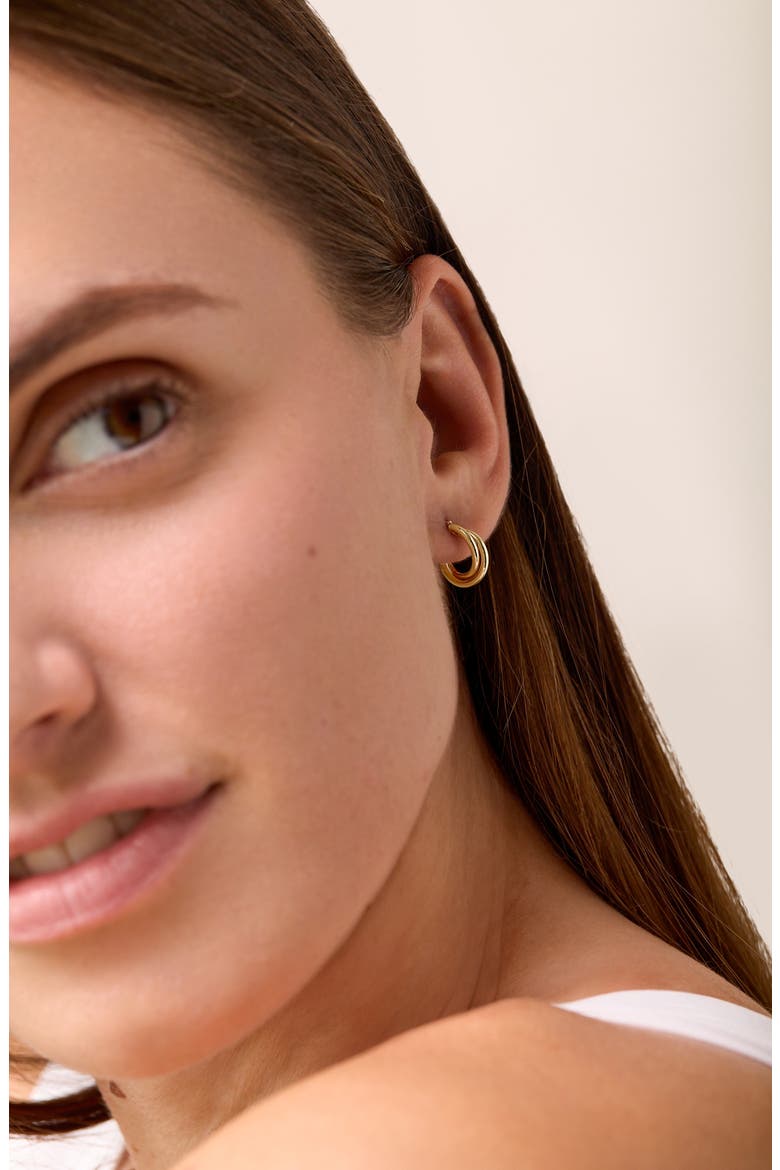 14K Gold Overlap Hoop Earrings, Alternate, color, YELLOW