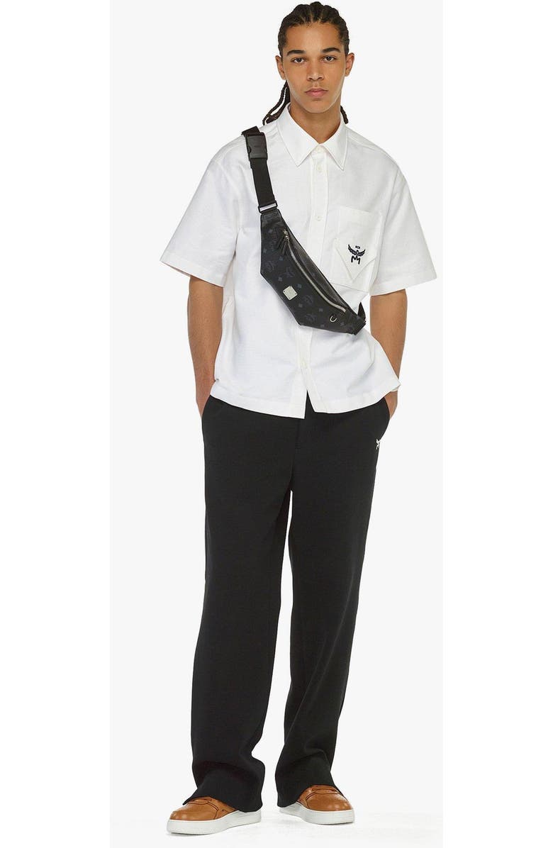 MCM Small Fursten Belt Bag in Visetos, Alternate, color, Black