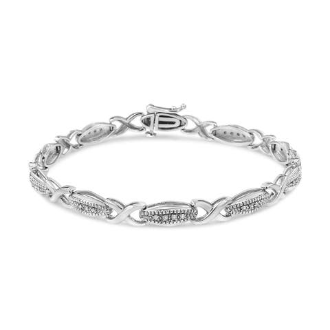 Silver 1/5 Cttw Round-Cut Diamond "X" Link Bracelet