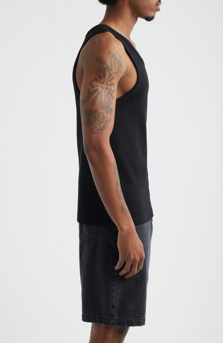 Les Deux Arthur Logo Embroidered Rib Tank, Alternate, color, Black