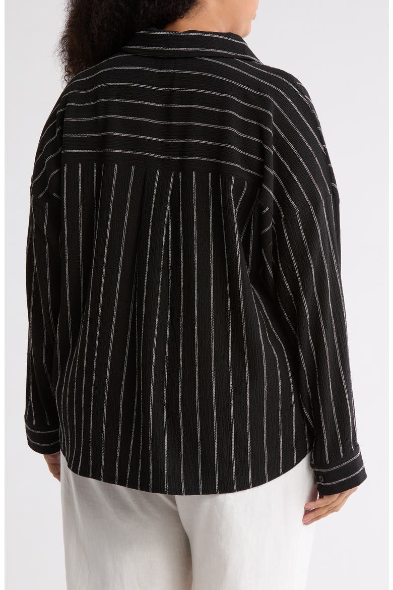 Texture Front Twist Button-Up Shirt, Alternate, color, BLACK- IVORY RITA STRIPE