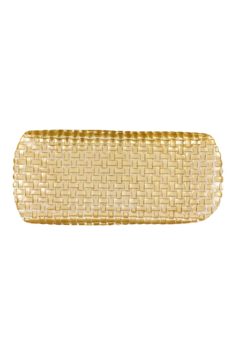 Rufolo Glass Basketweave Serving Tray, Main, color, GOLD