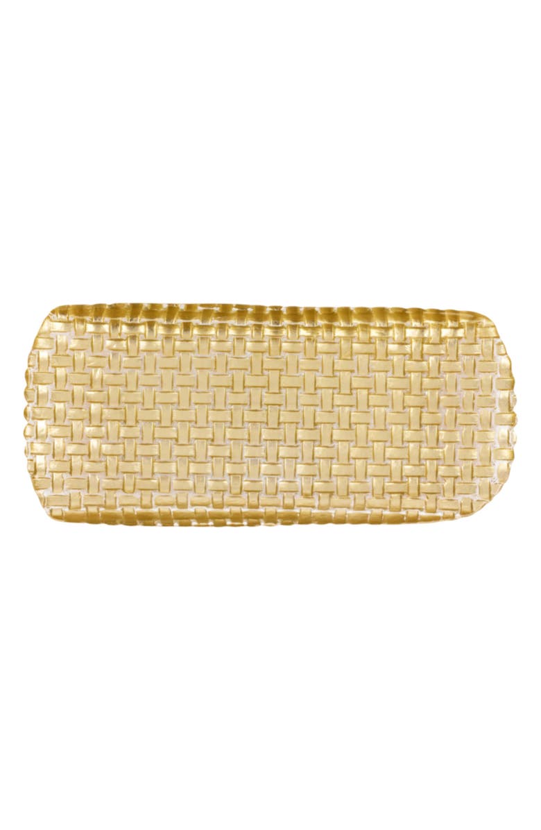 VIETRI Rufolo Glass Basketweave Serving Tray, Main, color, Gold