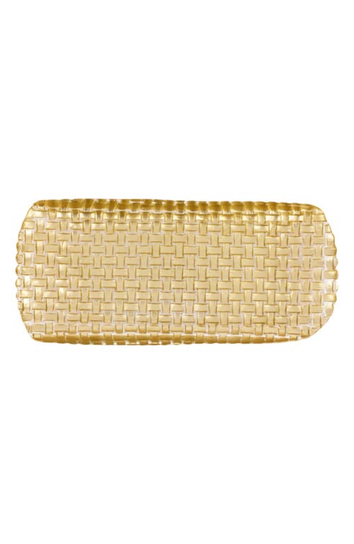 Vietri Rufolo Glass Basketweave Serving Tray In Gold