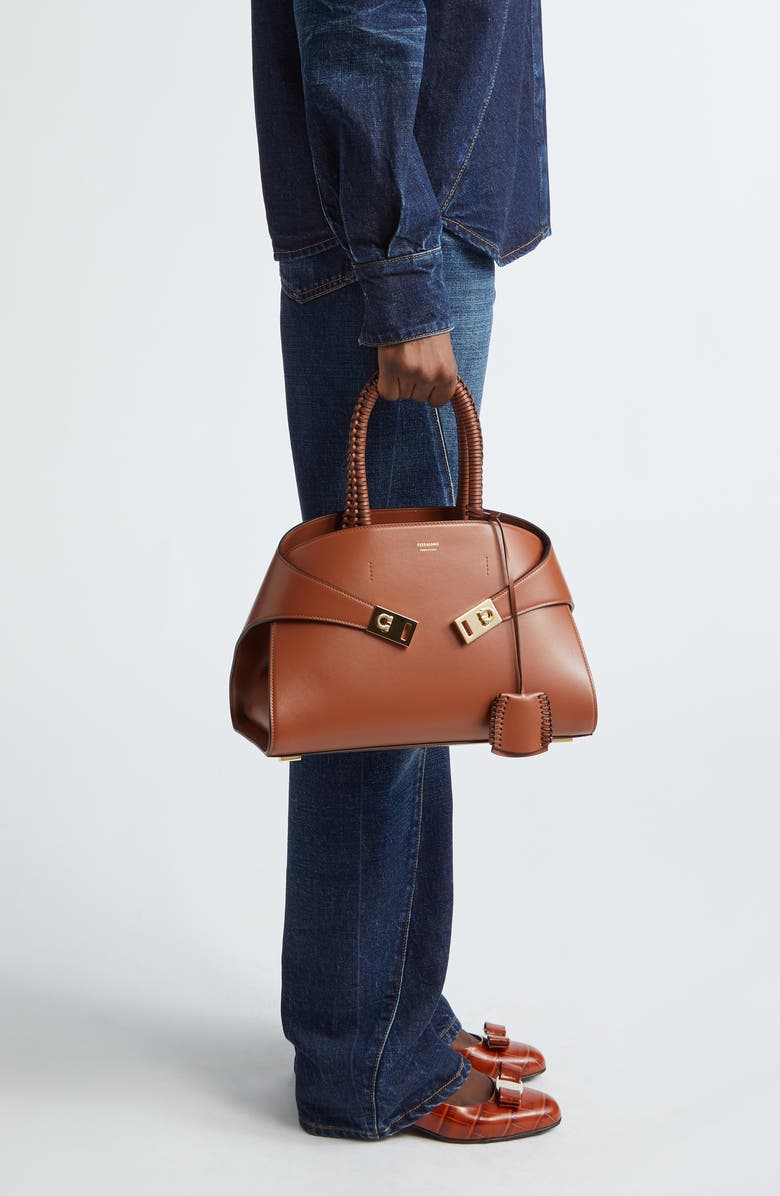 FERRAGAMO Small Hug Leather Top Handle Bag, Alternate, color,