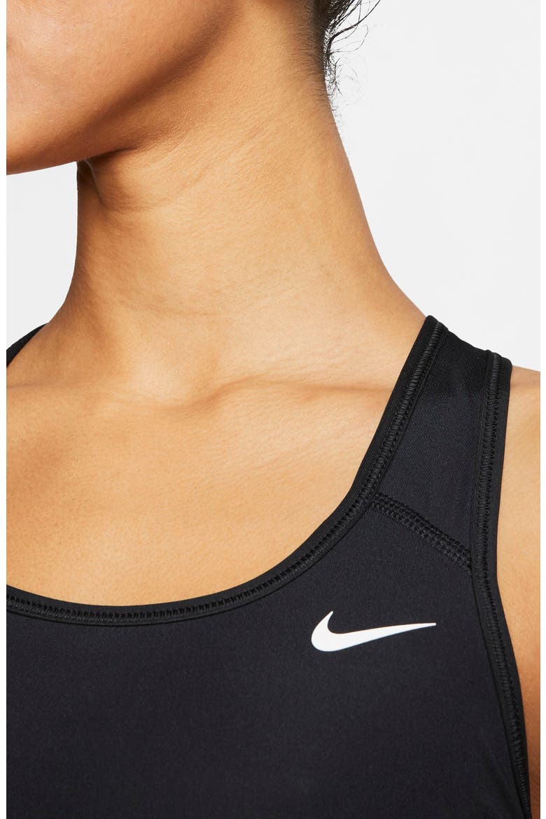 Swoosh Dri-FIT Racerback Sports Bra, Alternate, color, BLACK/ WHITE
