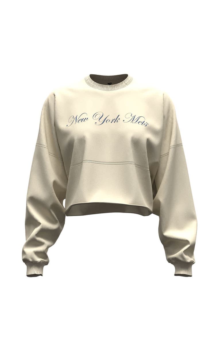 Women's Fanatics  Light Beige New York Mets Spirit Floral Script Cropped Long-Sleeve T-Shirt, Alternate, color, Light Beige