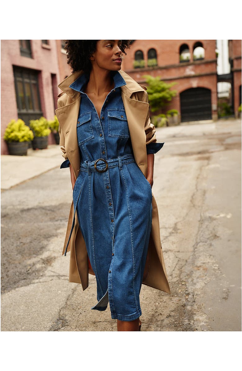 Lands' End Women's Petite Soft Denim Midi Shirt Dress, Alternate, color, Indigo Tide Blue