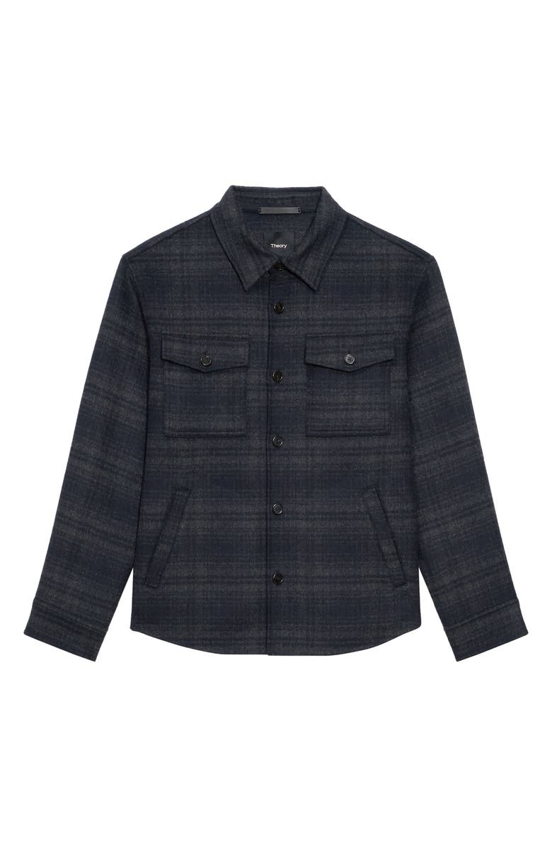 Theory Plaid Wool & Cashmere Shirt Jacket, Alternate, color, Baltic Multi
