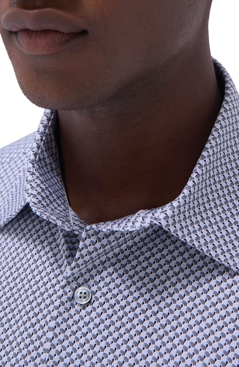 Bugatchi Miles OoohCotton<sup>®</sup> Seigaiha Print Short Sleeve Button-Up Shirt, Alternate, color, Platinum