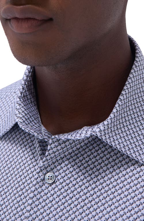 Bugatchi Miles Ooohcotton® Seigaiha Print Short Sleeve Button-up Shirt In Platinum