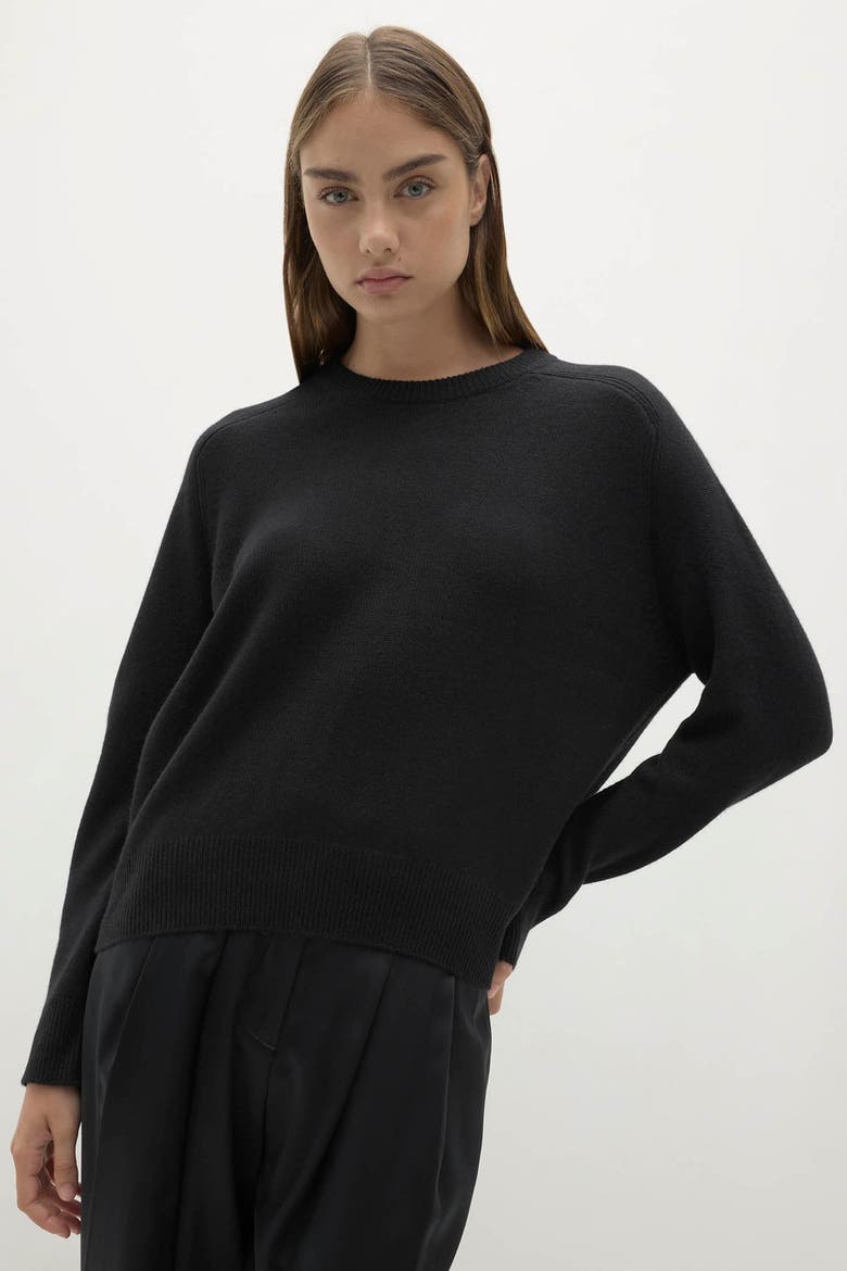Tammy Cashmere Crewneck Sweater, Alternate, color, Black