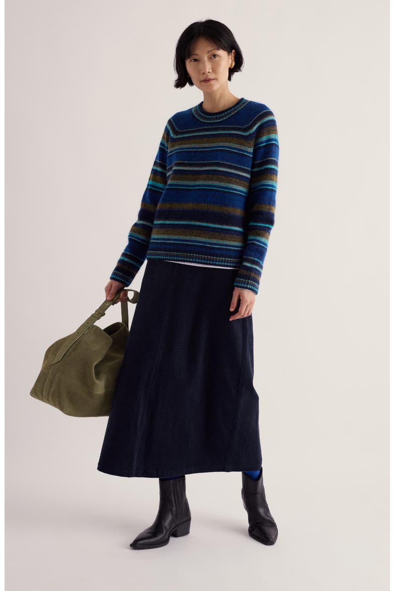 Window Wren Organic Cotton Corduroy Midi Skirt, Alternate, color, MARITIME