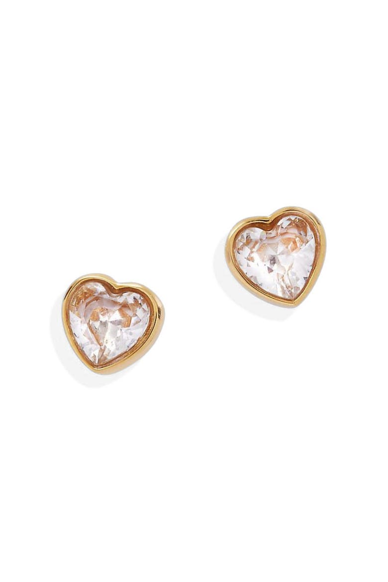 Crystal Heart Mini Stud Earrings, Alternate, color, Gold