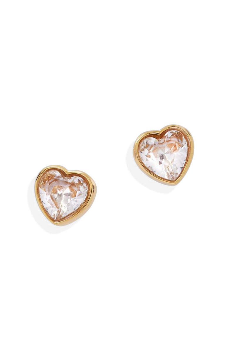 Alex and Ani Crystal Heart Mini Stud Earrings, Alternate, color, Gold