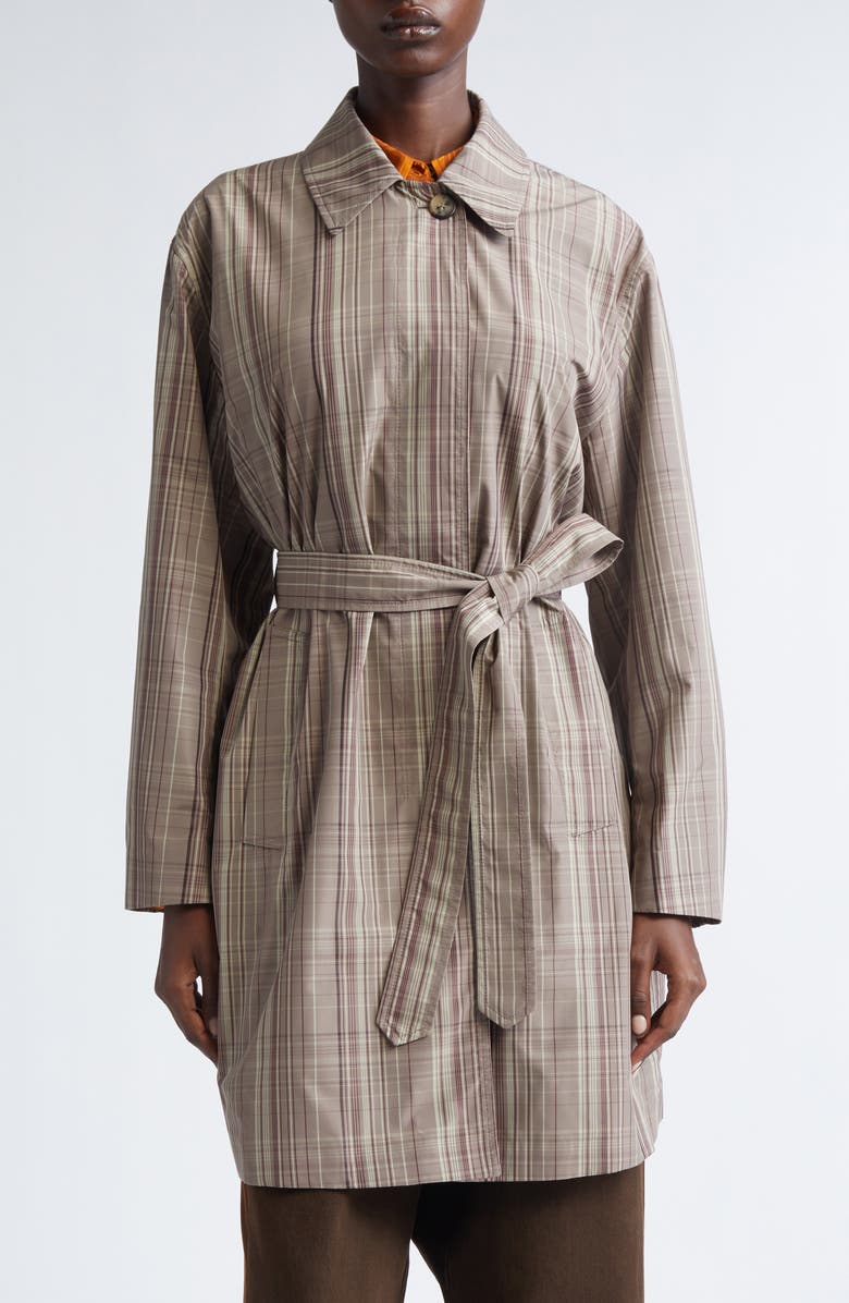 Dries Van Noten Ramblasa Plaid Belted Coat, Main, color, Beige