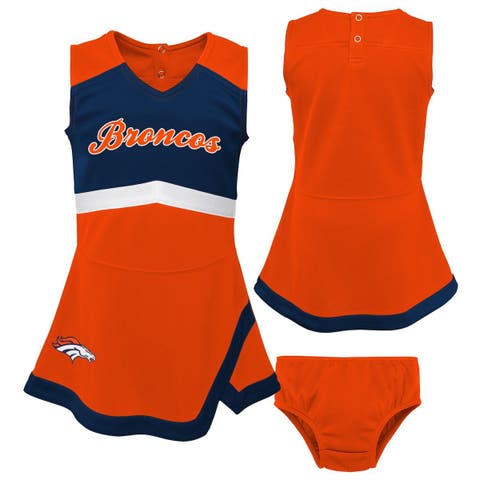 Girls Toddler Orange Denver Broncos Cheer Captain Dress with Bloomers