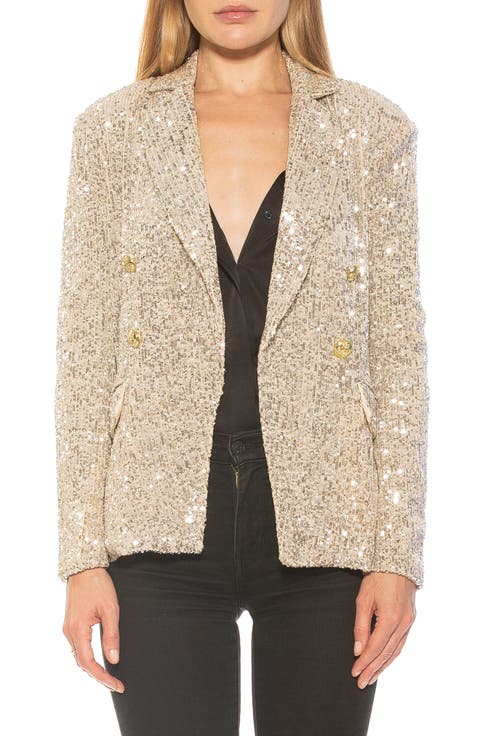 Abbi Longline Double Breasted Sequin Blazer