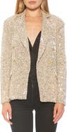 Alexia Admor Abbi Longline Double Breasted Sequin Blazer