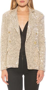 Alexia Admor Abbi Longline Double Breasted Sequin Blazer