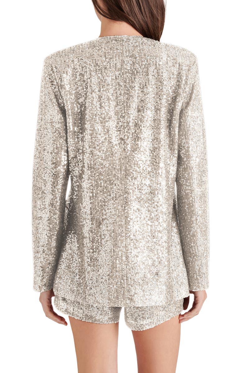 Steve Madden Collarless Sequin Blazer, Alternate, color, Silver