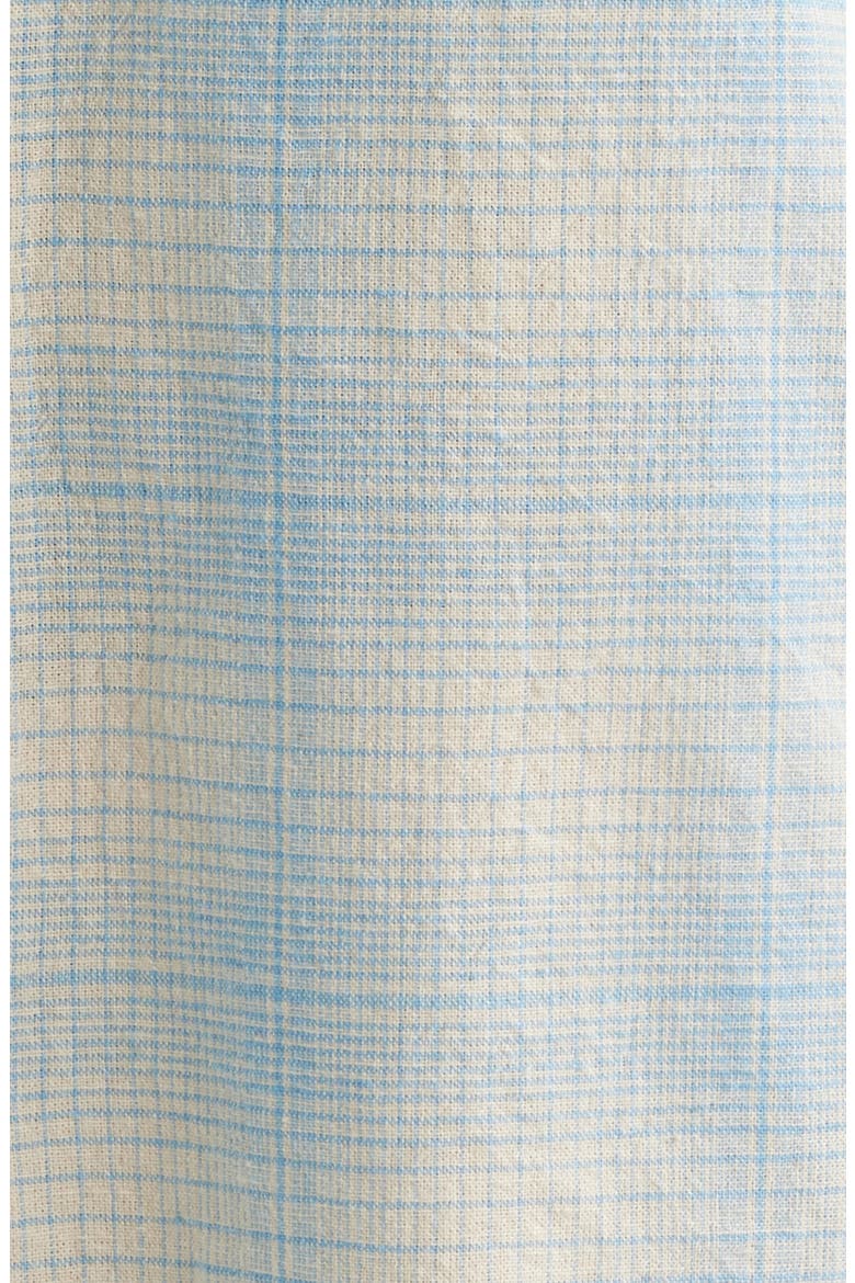 Plaid Short Sleeve Cotton & Linen Camp Shirt, Alternate, color, LIGHT BLUE