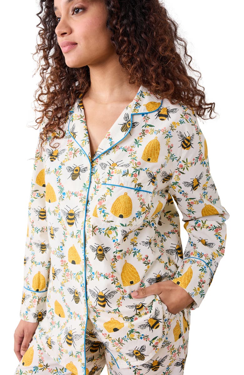 Printfresh Long Sleeve Organic Cotton Pajamas Set, Alternate, color, Cream