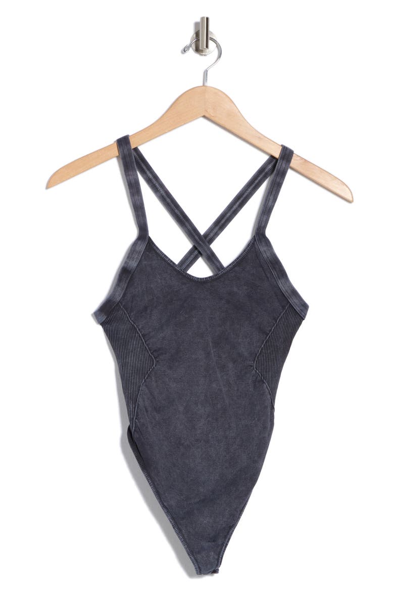 Good Karma Crossback Bodysuit, Alternate, color, WASHED BLACK