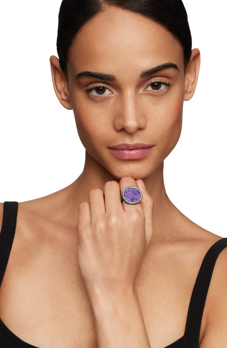 David Yurman DY Elements<sup>®</sup> Ring in Sterling Silver with Chariote & Purple Sapphires, 18mm, Alternate, color, Purple