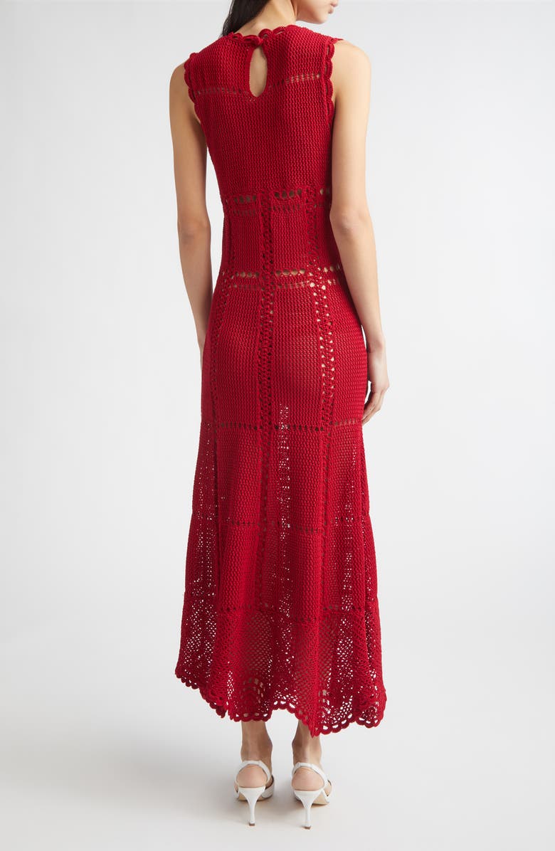 Erdem Flared Crochet Cotton Midi Dress, Alternate, color, Ruby Red