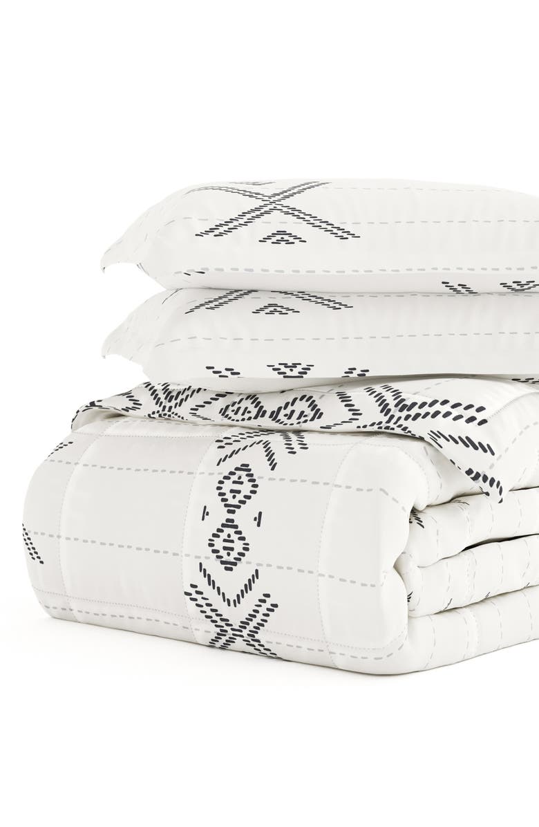 HOMESPUN Premium Down Alternative Urban Stitch Patterned Comforter Set, Alternate, color, Gray