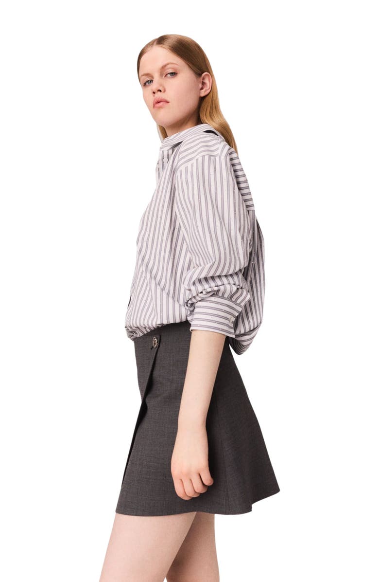 maje Rhinestone 2-in-1 cotton dress, Alternate, color, Ecru Stripes