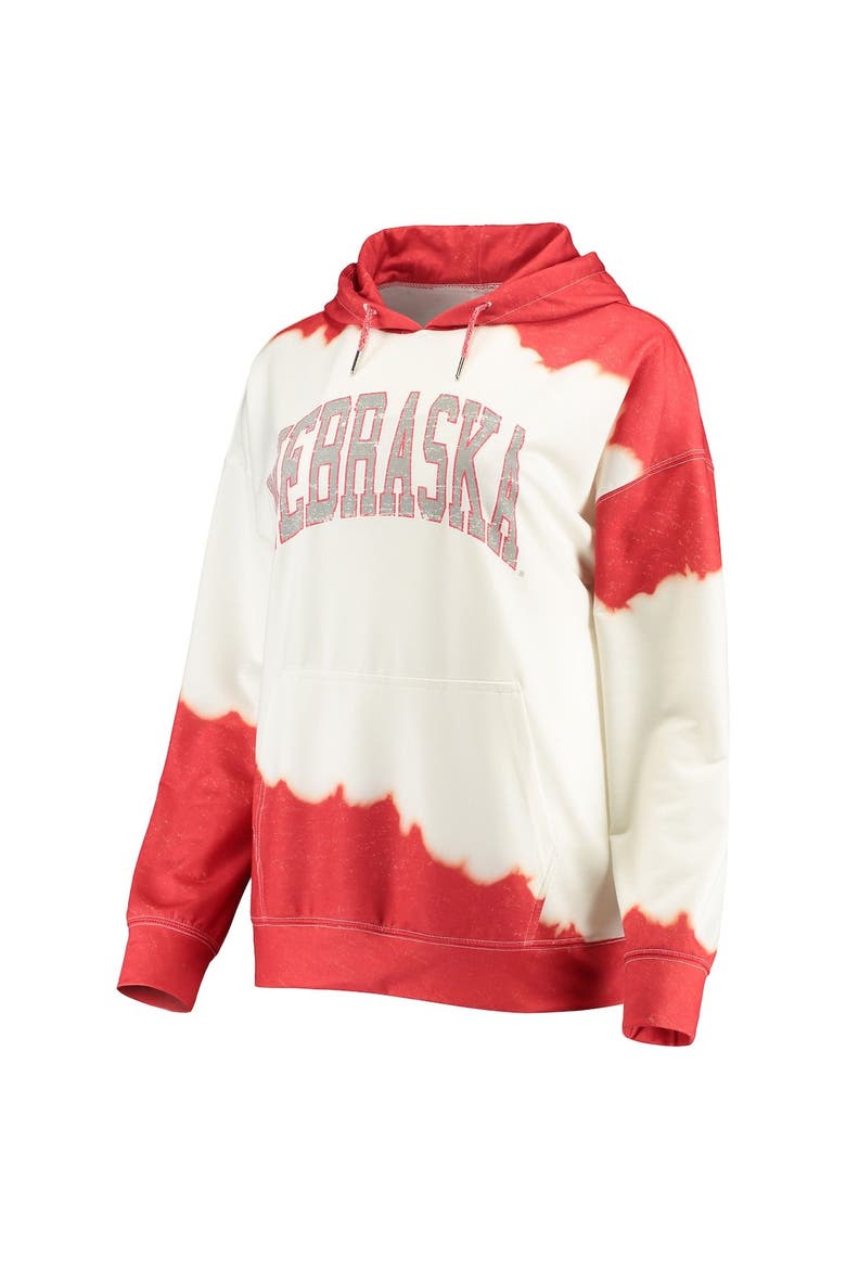 Women's Gameday Couture White/Scarlet Nebraska Huskers For the Fun Double Dip-Dyed Pullover Hoodie, Alternate, color, White