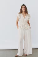 H&M Flutter-sleeved Peplum Blouse