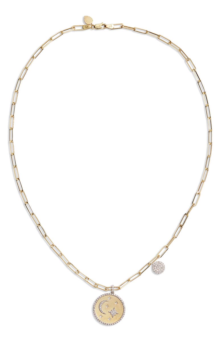 Meira T Pavé Diamond Coin Pendant Necklace, Main, color, 