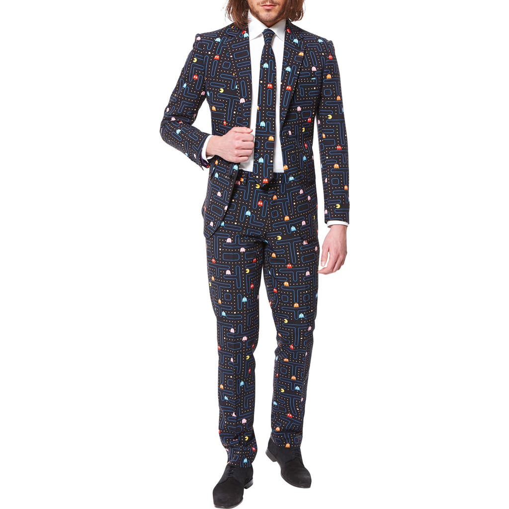 OppoSuits 'Pac-Man™' Trim Fit Two-Piece Suit with Tie in Black  product