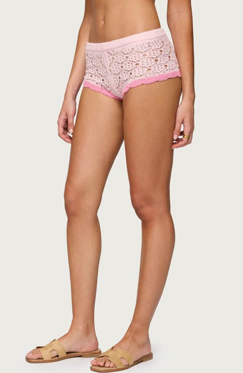 Edikted Elisa Open Stitch Shorts In Pink
