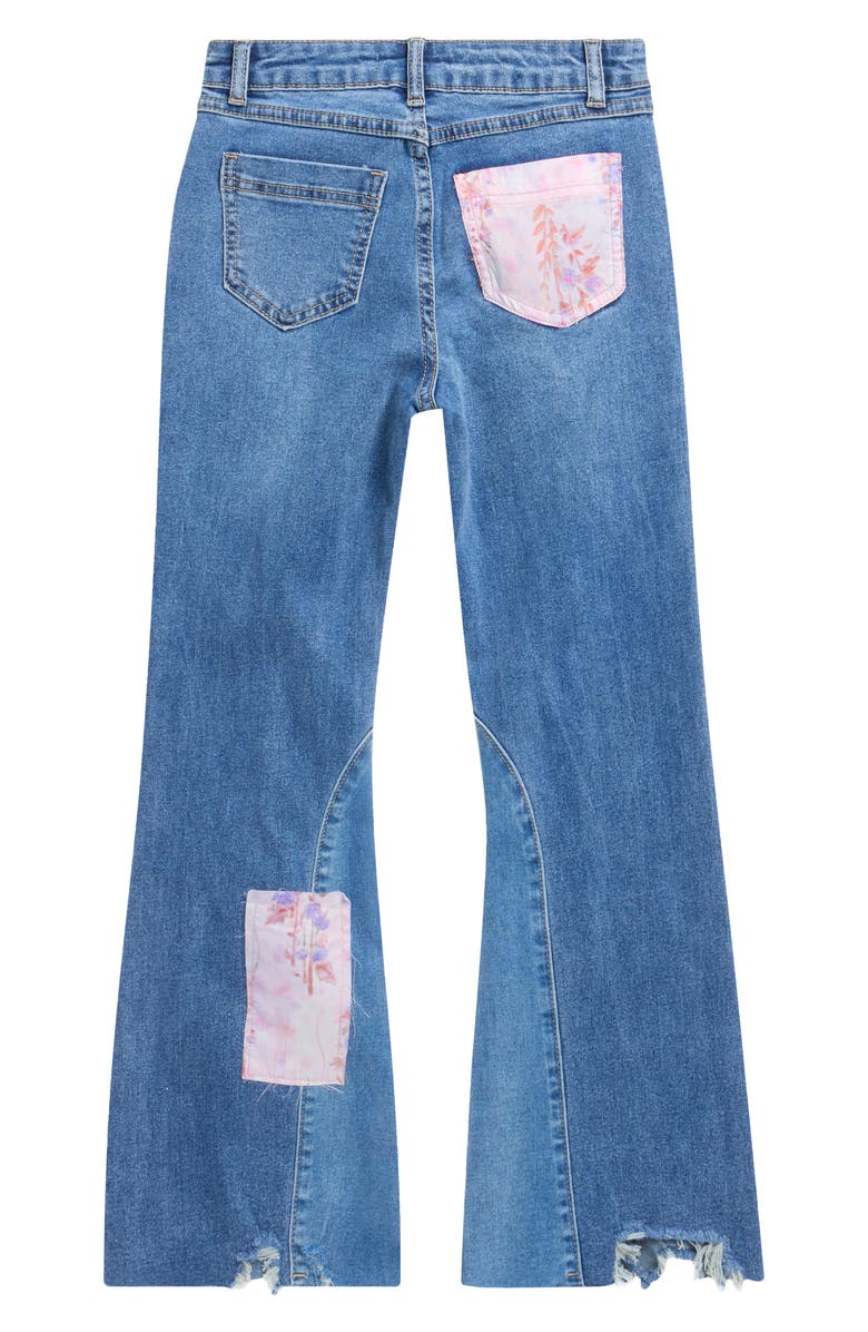 Tractr Kids' Mix Patchwork Flare Leg Jeans, Alternate, color, 